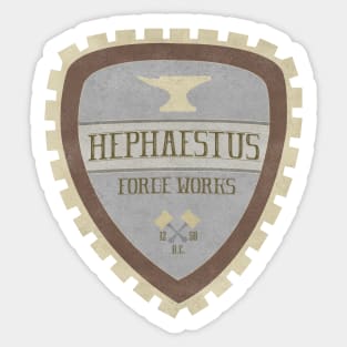 Hephaestus Forge Works retro Greek God logo Sticker